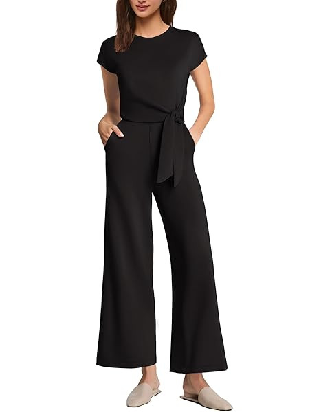 SENSERISE Womens Jumpsuits Dressy Casual One Piece Outfits Sleeveless Mock Neck Wide Leg Pants wi... | Amazon (US)