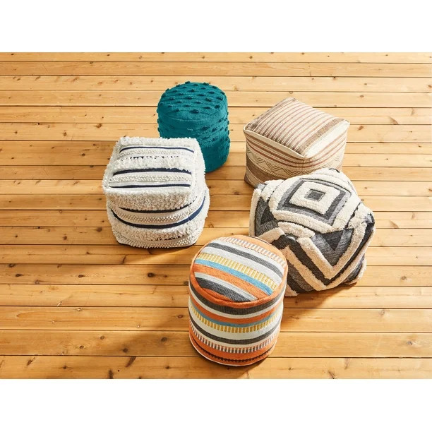 BH&G Tonal Tufted Outdoor Pouf, 16"x16"x16", Gray - Walmart.com | Walmart (US)