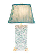 25in Printed Metal Table Lamp With Pleated Shade | Bedroom | Marshalls | Marshalls