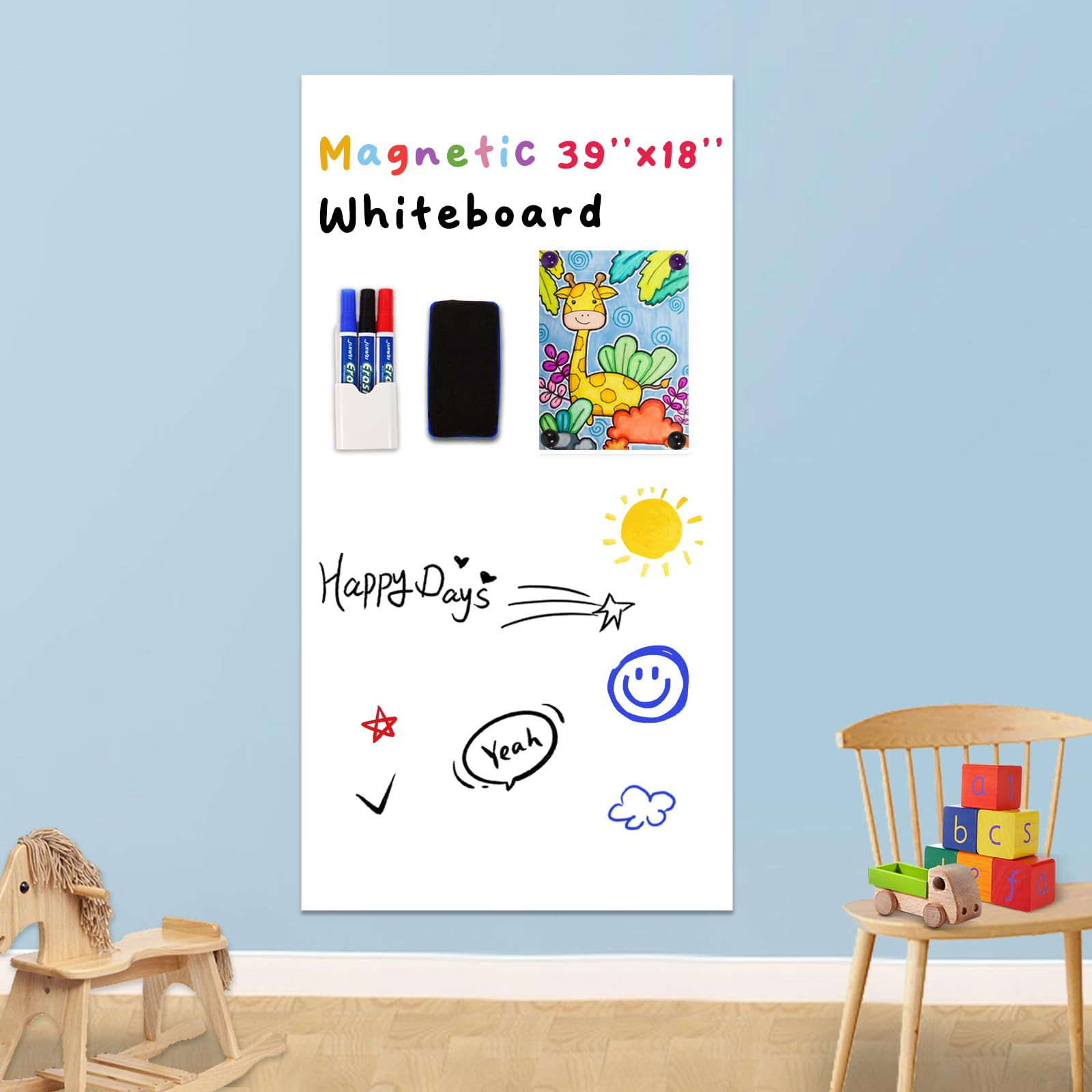 YOUNGJQ Magnetic Whiteboard Contact Paper 39" x 18" Adhesive Magnetic Dry Erase White Board Stick... | Amazon (US)