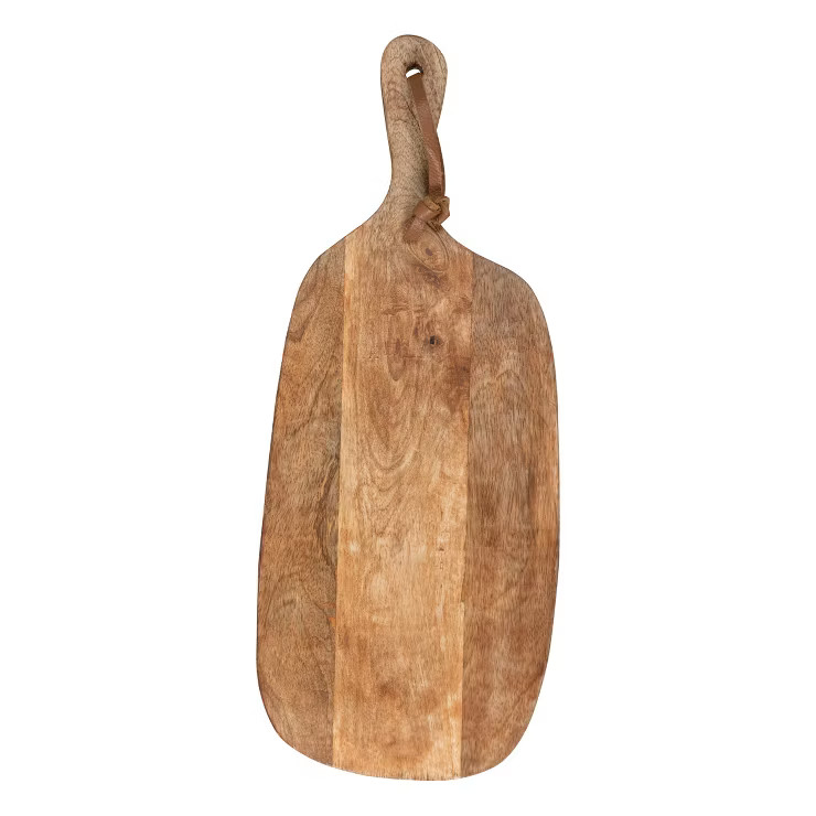 Natural Wood & Leather Small Cutting Board - Foreside Home & Garden | Target