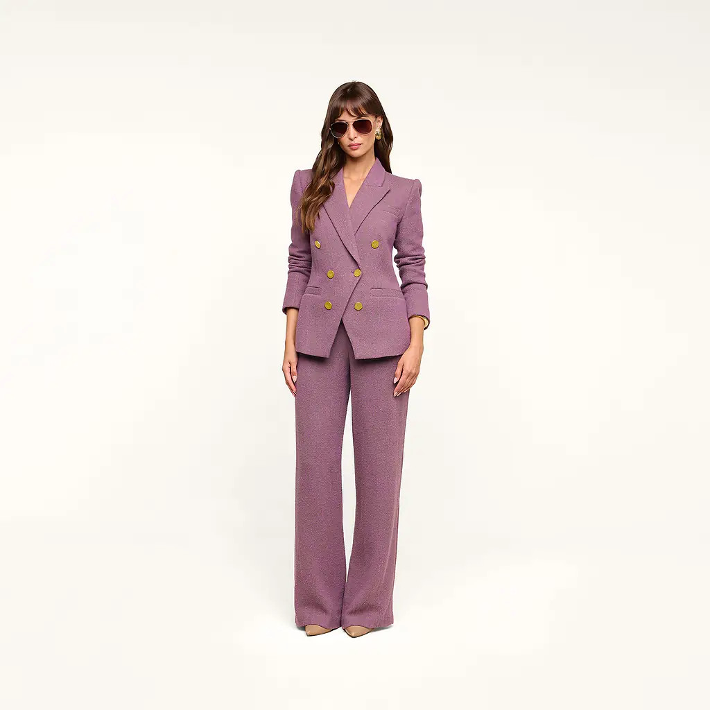 Livvy Straight-Leg Trouser in Dusky Orchid Multi | L'AGENCE | L'Agence