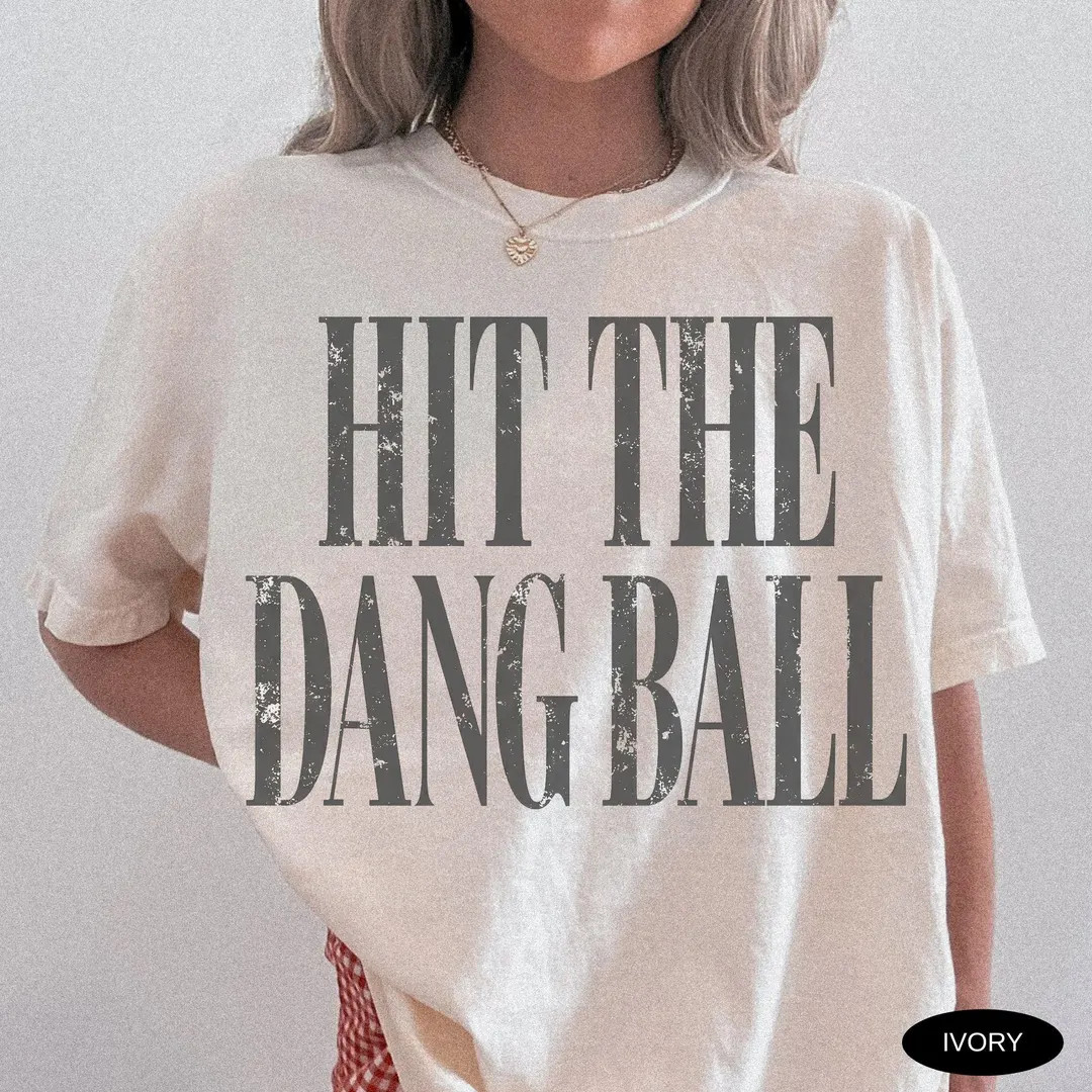 Hit the Dang Ball Baseball Shirt Comfort Colors Tee Vintage Baseball Graphic Gameday T-Shirt | Etsy (US)