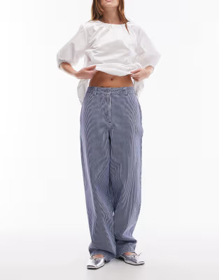 Topshop straight leg striped pants in blue | ASOS (Global)