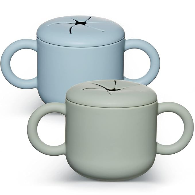 Potchen 3 Pack Silicone Snack Cup Toddlers Sippy Cup Snack Containers with Double Handles Removab... | Amazon (US)