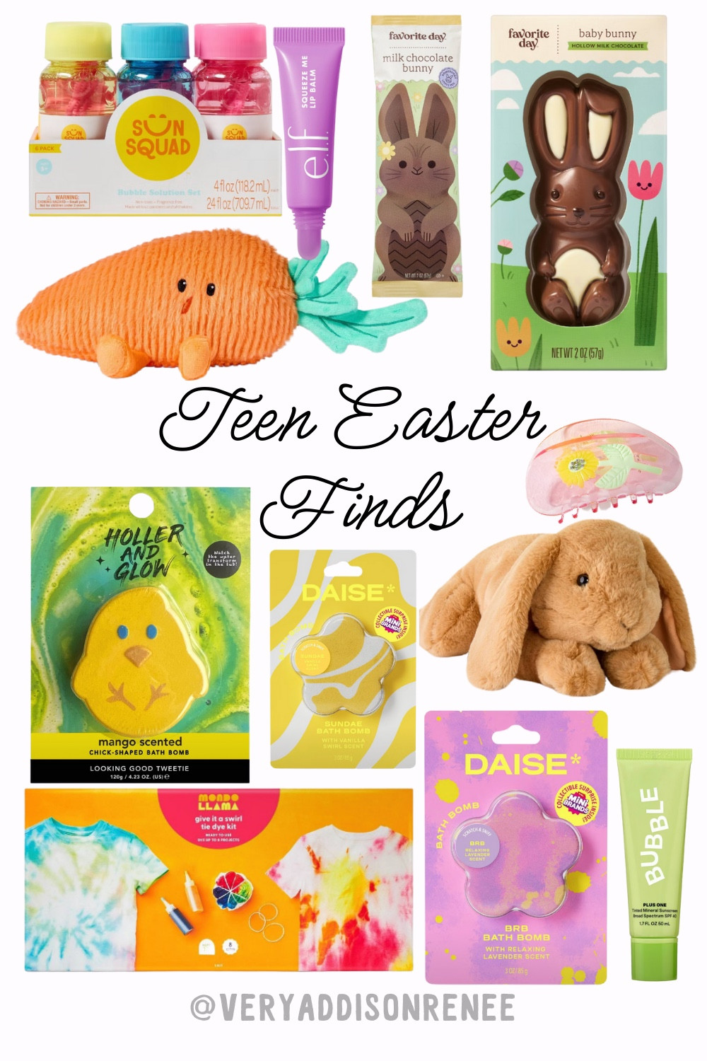Teen girl Easter finds that are perfect for a bunny basket! This collage is made for a teen girl by a teen girl!

Follow for more like this and comment what you want to see next!🐣🌼




Easter, Easter basket, gift guide, teen girls, teen girl gift, Easter gifts, Easter gift, Easter gifts for teens, Easter crafts, holiday gifts, Easter basket ideas, gift basket, target bath bomb, target Easter finds, target, holler and glow, daise, elf, stuffed animals, plushies, tie dye kit, bubbles, Easter basket, teen girl gift guide, #LTKGiftGuide

#LTKU #LTKKids #LTKFindsUnder50
