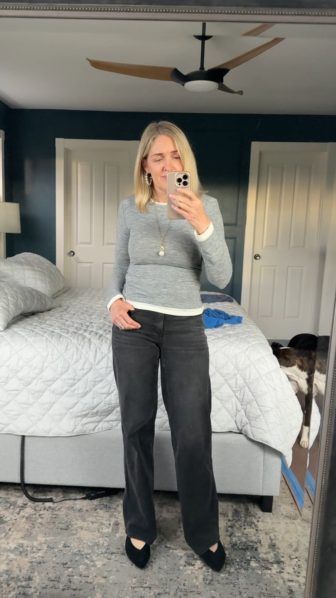 Fall outfits for women over 50. Loft tee size XS. @Quince denim size 25 long. @Rothy's ballet flats so comfortable (size up).

#LTKootd #LTKSeasonal #LTKOver40