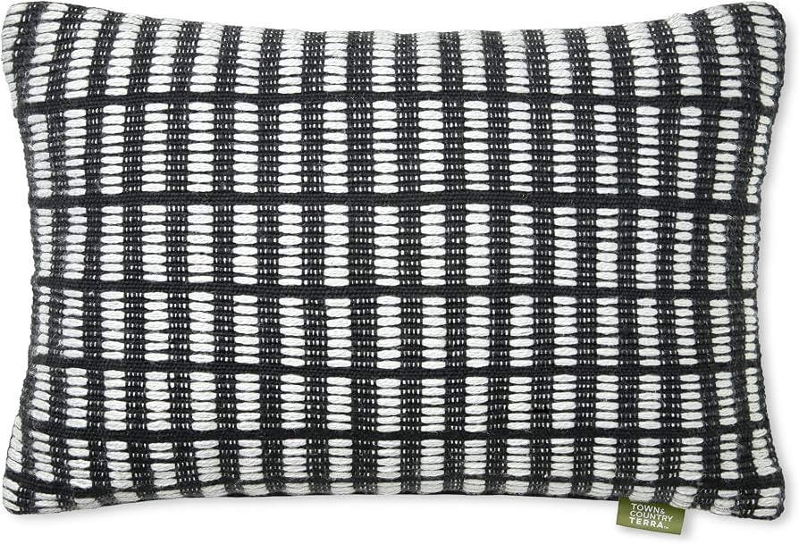 TOWN & COUNTRY TERRA Alara Textured Geo Stripe Handcrafted Indoor Outdoor Decorative Pillow, 100%... | Amazon (US)