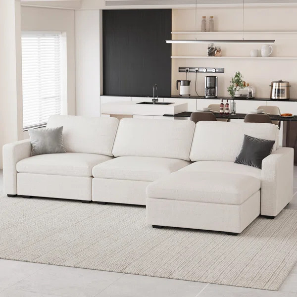 Hymes 101.5'' Wide L-Shaped 3-Seat Sofa Apartment Storage Couch With Detachable Cushion, Modular ... | Wayfair North America