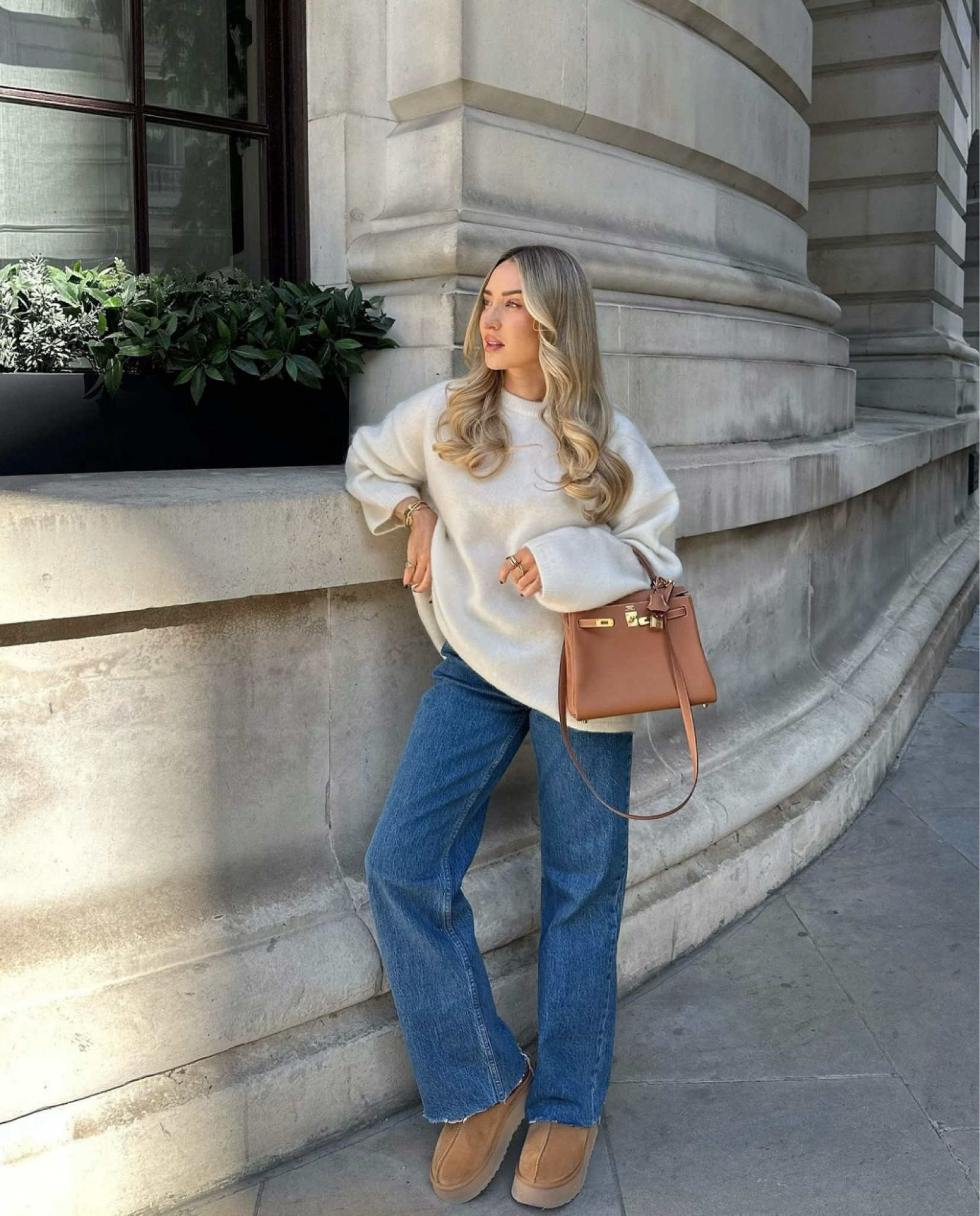 Sunny days in autumn are the best ☀️🍂 my favourite H&M mohair jumper with Abercrombie jeans and Uggs - I’ve found some amazing Hermes dupes on the Highstreet too!  

#FashionMonth #LTKautumn #LTKstyletip