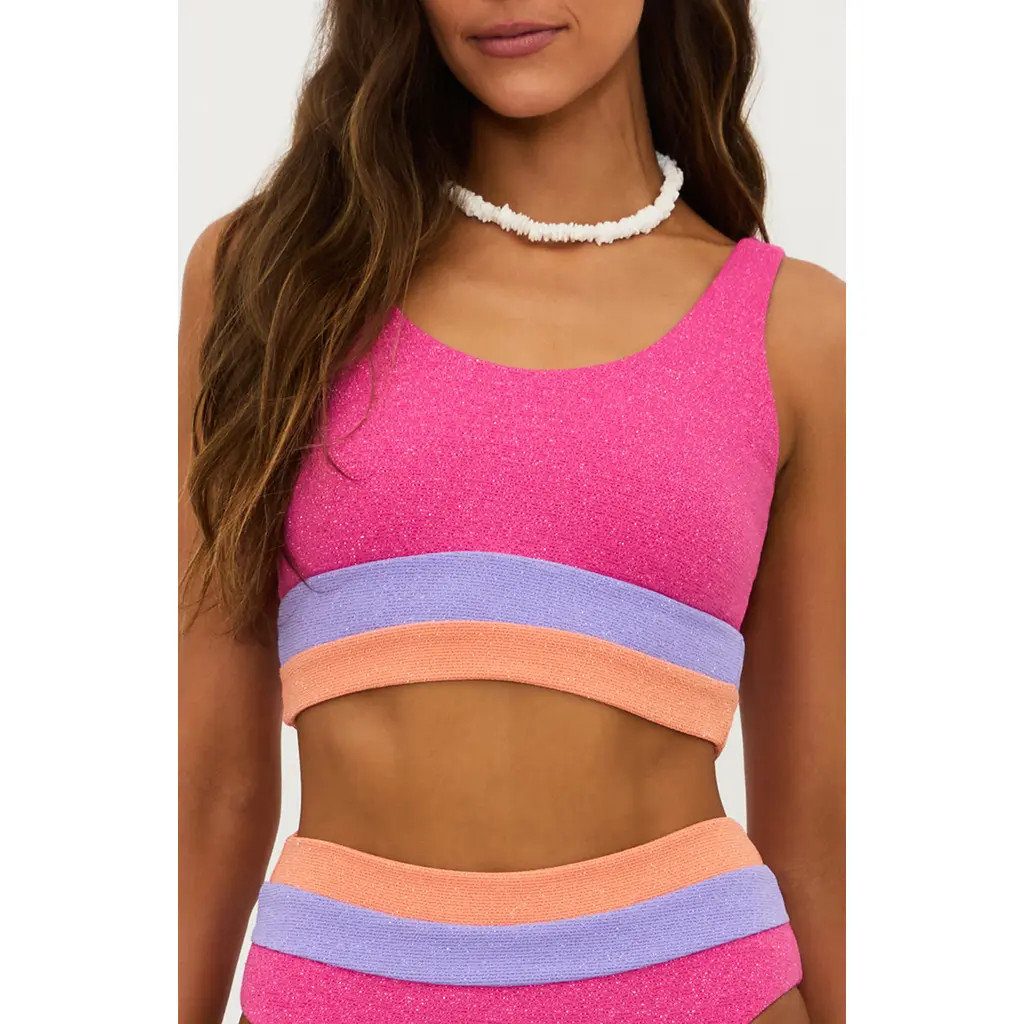 Beach Riot Mackenzie Colorblock Bikini Top in Coral Bay Colorblock at Nordstrom Rack, Size Large | Nordstrom Rack