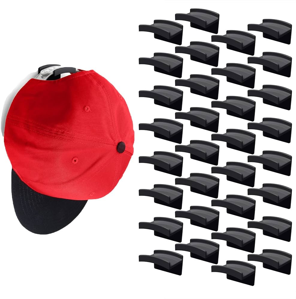 Modern JP Adhesive Hat Hooks for Wall (32-Pack) - Minimalist Hat Rack Design, No Drilling, Strong Ho | Amazon (US)
