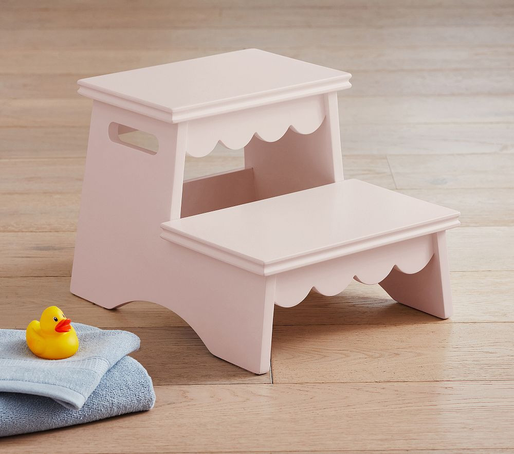 Scallop Double Step Stool, Blush | Pottery Barn Kids