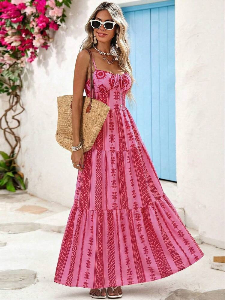 Vivid Eden Vacation Outfits Women,Woven Print Spaghetti Strap Women Long Dress, Summer Clothes, Valentine Day, Vacation Outfits Woman, Beach Outfits For Woman, Festival, Romantic, Bohemian, BOHO, Sweet, Rave Outfits Festival, Tropical Vacation Woman Clothes, Carnival Women Vacation Dress Summer Dress Boho Summer Dress Women Long Dress Summer Long Sundress,Vacation Outfits Women,Summer Outfits,Spring Outfit Women,Elegant Dresses For Party,Beach Outfit For Women,Wedding Guest Dress For Women,Floral Dresses F | SHEIN