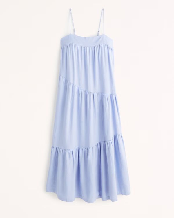 Women's Asymmetrical Tiered Maxi Dress | Women's Dresses & Jumpsuits | Abercrombie.com | Abercrombie & Fitch (US)