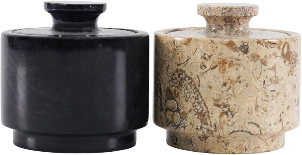 Marble Salt Cellar 3" Inch Black & Coral Sugar Dispenser with Lid Home & Kitchen Table Decor Spic... | Amazon (US)