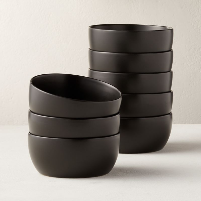 Crisp Modern Matte Black Soup/Cereal Bowl Set of 8 + Reviews | CB2 | CB2