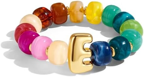 Bubble Initial Chunky Beaded Bracelet for Women Colorful Resin Bead Trendy Statement Big Stretch ... | Amazon (US)