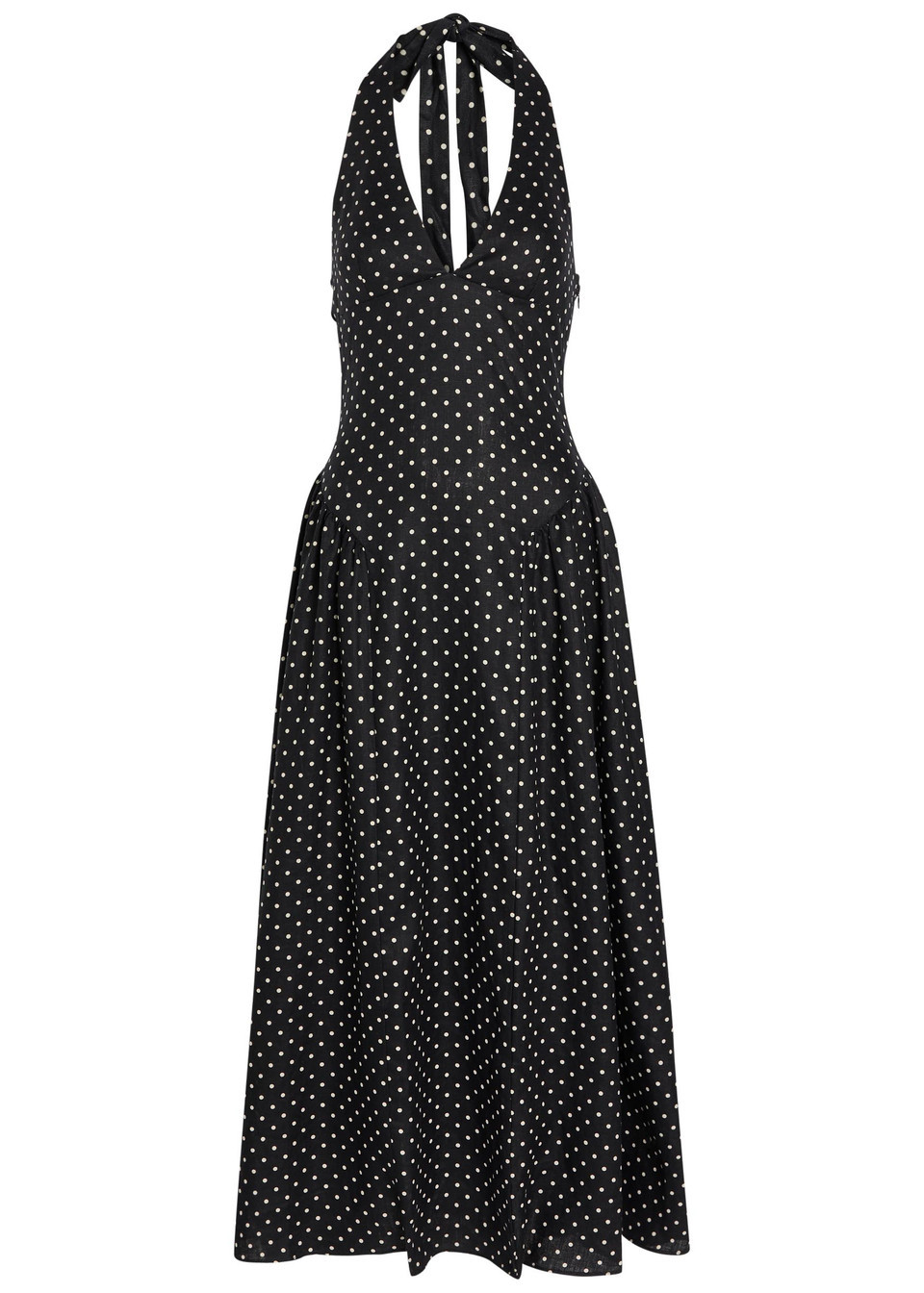 La Cala polka dot linen midi dress | Harvey Nichols