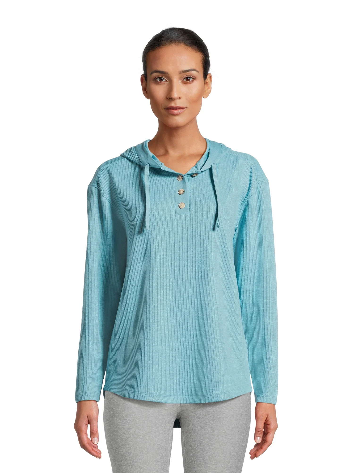 Time and Tru Women's Ribbed Tunic Hoodie, Sizes XS-XXXL | Walmart (US)