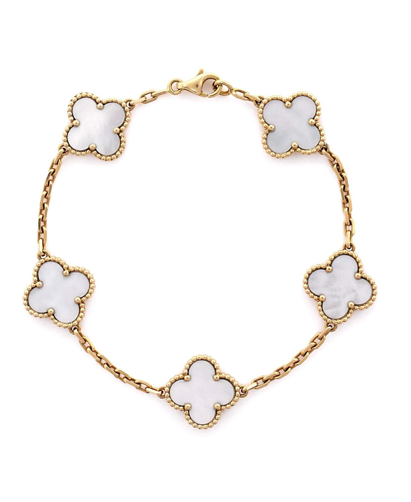 Pre-Owned Van Cleef & Arpels Vintage Alhambra 5 Motifs Bracelet 18K Gold and Mother of Pearl | Bloomingdale's (US)