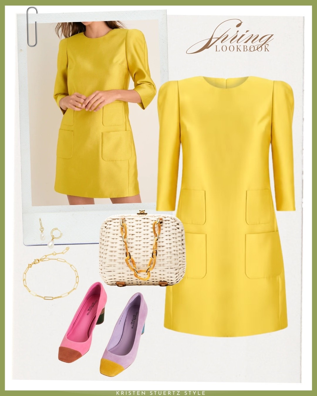 A pretty spring mini dress. A yellow satin mini dress paired with color block heels, a basket bag, and gold accessories. 

@Tuckernuck #date night outfits #spring outfits #spring dresses @ltk #ltkshoecrush #ltktall

#LTKstyletip #LTKover40