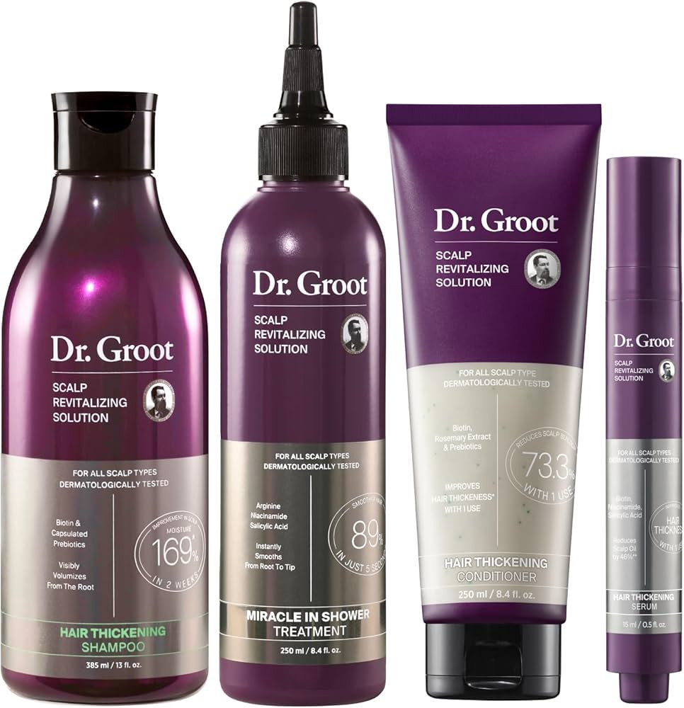 Dr. Groot Thickening Serum, Shampoo, Conditioner, and Scalp Treatment Set for Hair Loss – Clini... | Amazon (US)