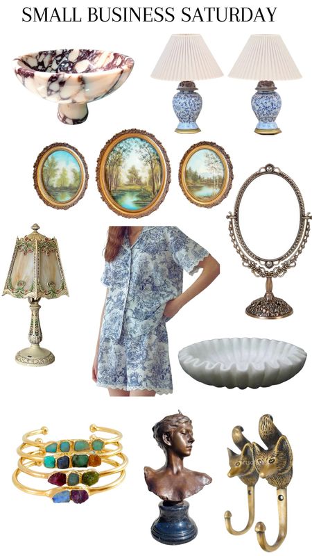 Small business Saturday! Etsy finds, vintage home decor, vanity mirror, set of table lamps, original painting wall art, toile print pajamas, marble bowl, handmade jewelry-bracelets 

#LTKGiftGuide #LTKCyberweek #LTKHoliday