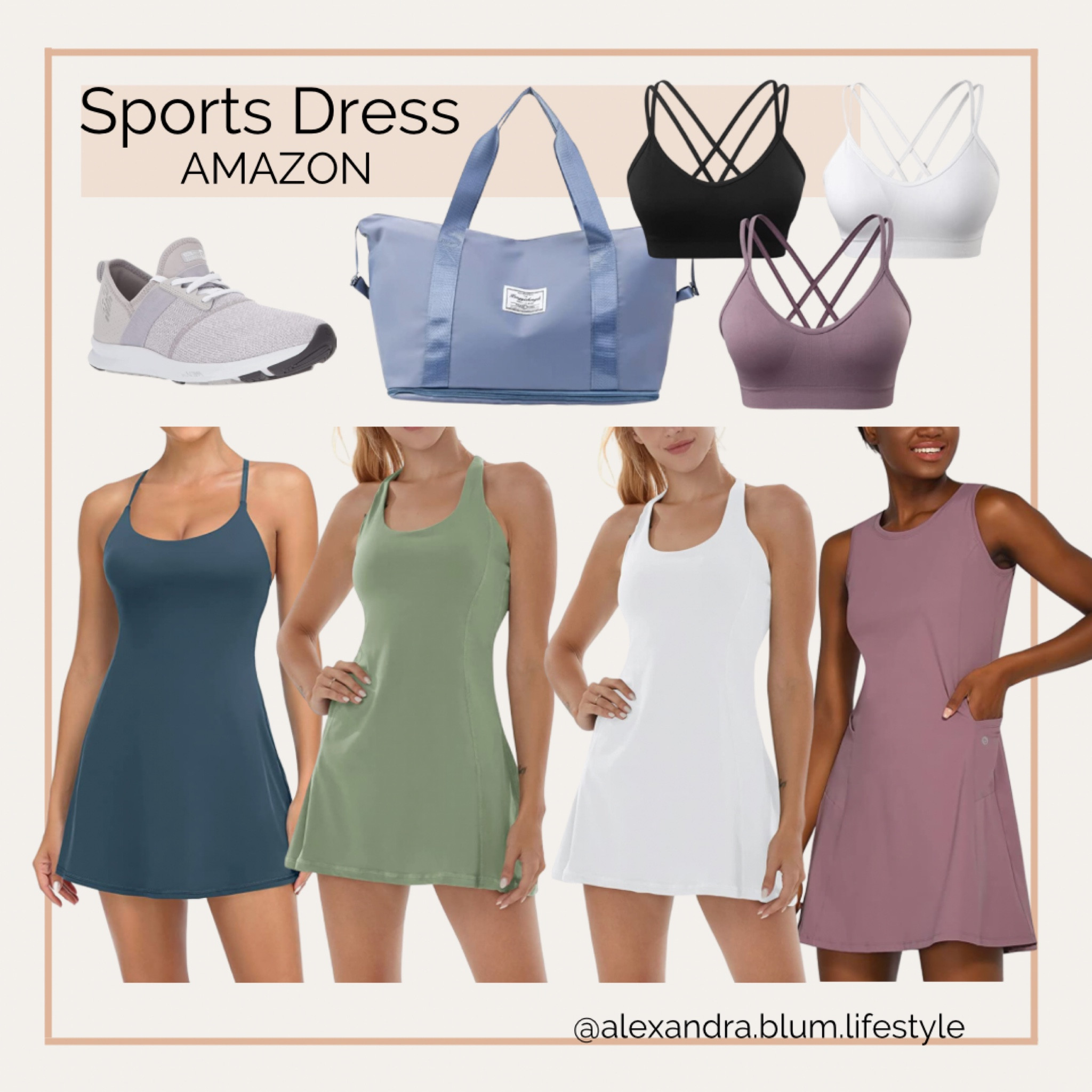 Sports athletic dresses from Amazon! Casual mini dresses! Sports bras, athletic tote bag, and athletic tennis shoes and sneakers! Workout outfits! Golf outfits! Amazon fashion! Amazon finds! 

#LTKfindsunder50 #LTKActive #LTKfitness