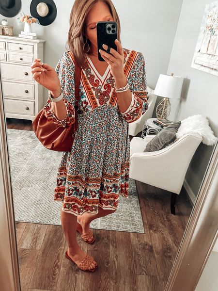 Boho dress from Amazon comes in more prints and colors, relaxed fit, and I love it!! Braided sandals, Bostanten satchel hobo bag

Amazon Fashion, amazon dresses, spring dresses, sandals, under $50, summer dresses, Mother’s Day gift, 

#LTKsalealert #LTKunder50 #LTKstyletip