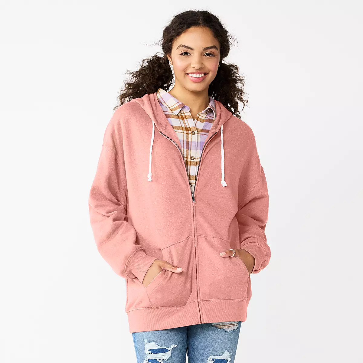 Juniors' SO® Oversized Zip-Up Hoodie | Kohl's