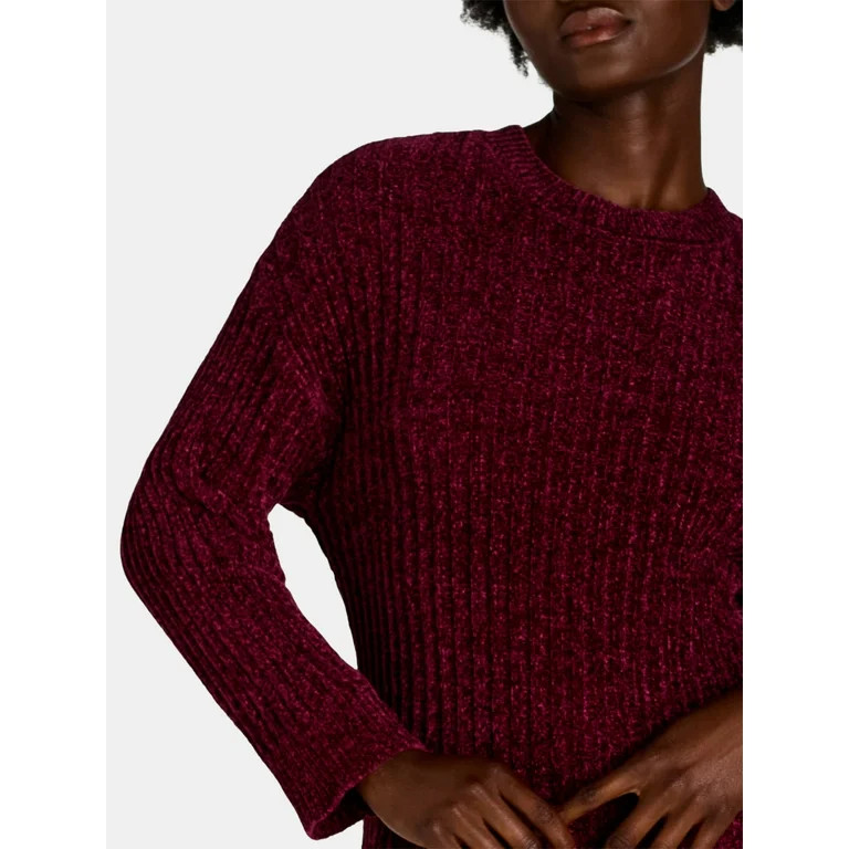 Time and Tru Women's and Women’s Plus Chenille Crewneck Sweater, Midweight, Sizes XS-4X | Walmart (US)