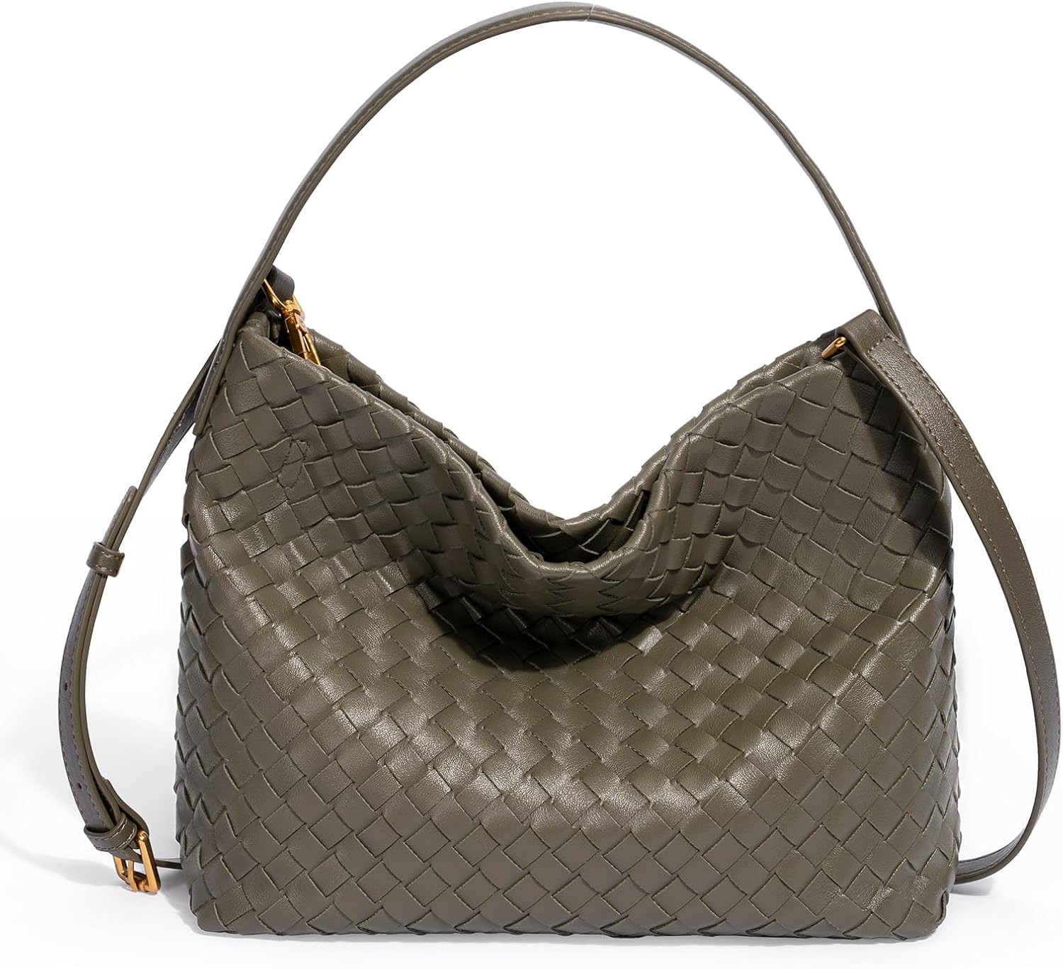 Woven Tote Bag for Women Designer Shoulder Handbag Leather Top Handle Hobo Purses | Amazon (US)