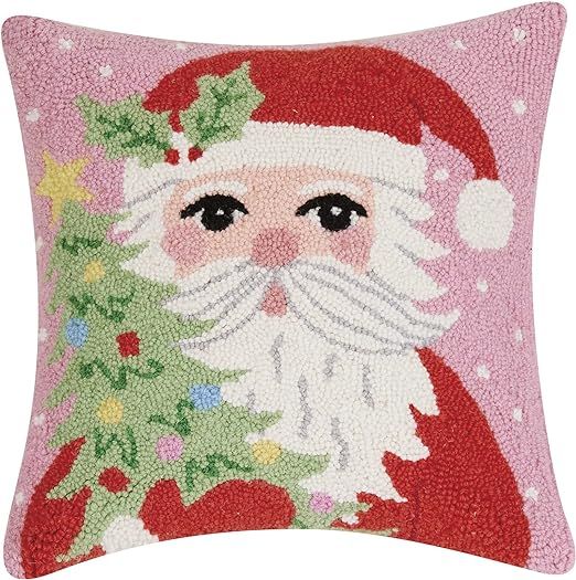 Peking Handicraft Santa Holding Tree Christmas Polyfill Hook Throw Pillow, 16-inch Square, Wool a... | Amazon (US)