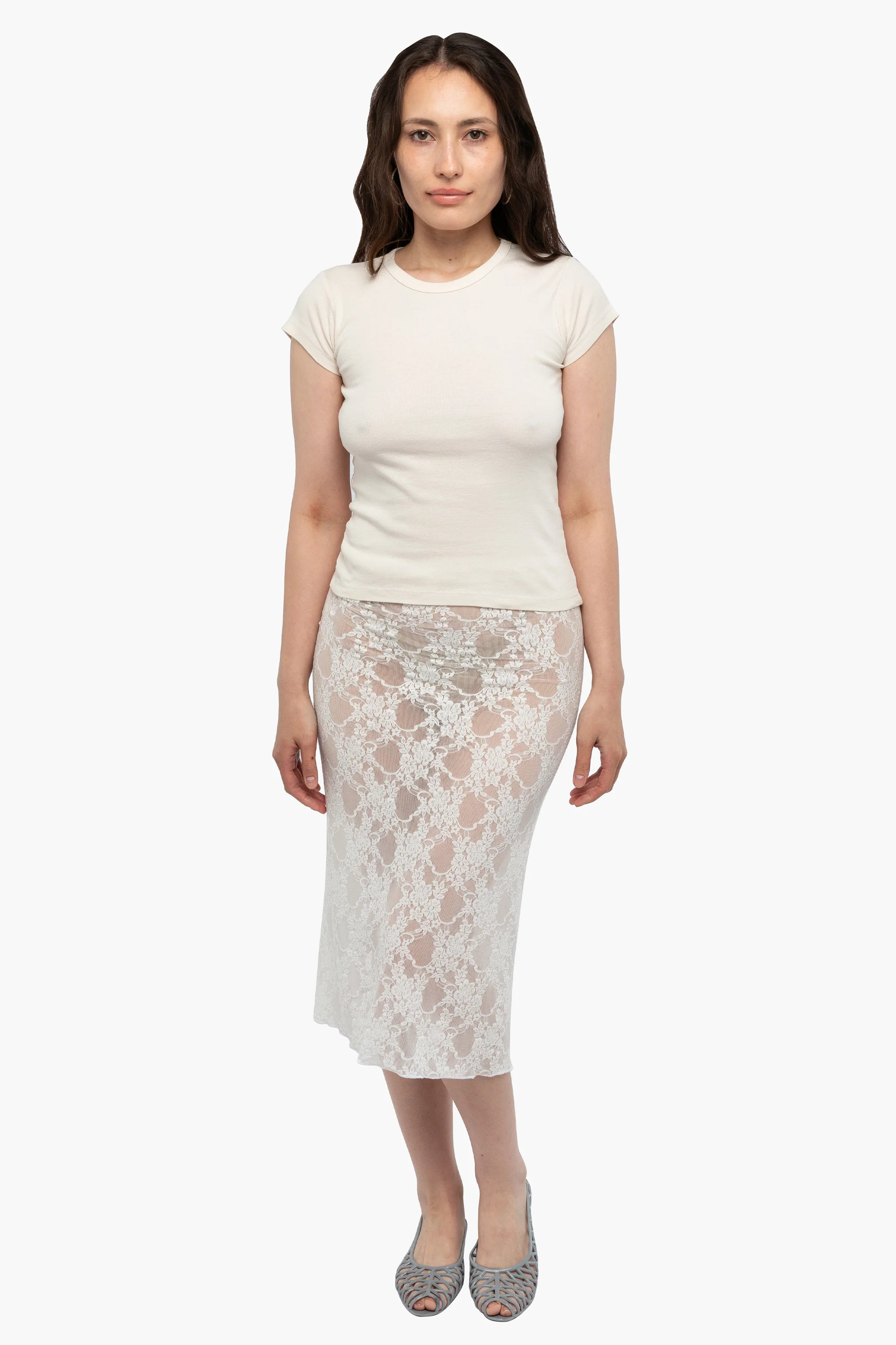 FNS301 - Floral Lace Pencil Skirt | Los Angeles Apparel