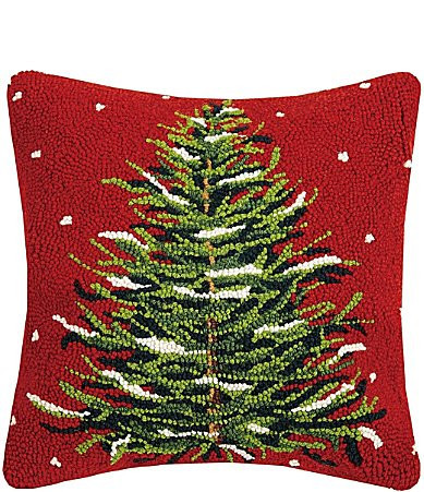 Peking Handicraft Christmas Tree Hook Wool Pillow - Red | Dillard's