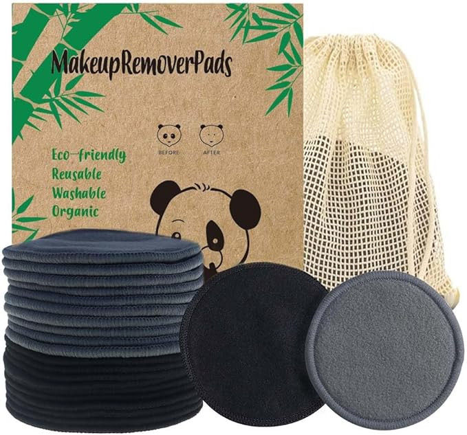 Reusable Makeup Remover Pads 20 Pack Reusable Makeup Cotton Rounds with Laundry Bag|Soft Black Co... | Amazon (US)