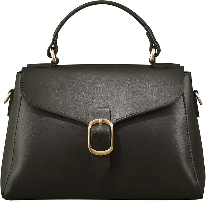 Vintage Vegan Leather Flap Top Handle Bag For Women Retro Satchel Casual Purse Simple Shoulder Cl... | Amazon (US)