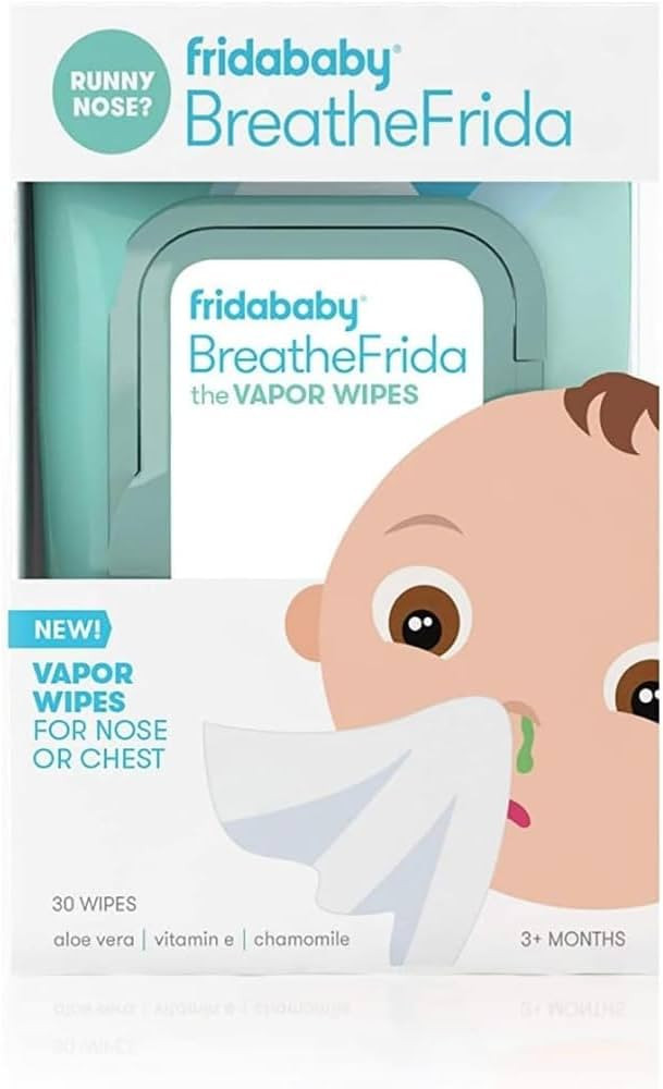 Frida Baby Breathefrida Baby Vapor Wipes for Nose, Chest, Feet: Alcohol Free, Made with Aloe, Vit... | Amazon (US)