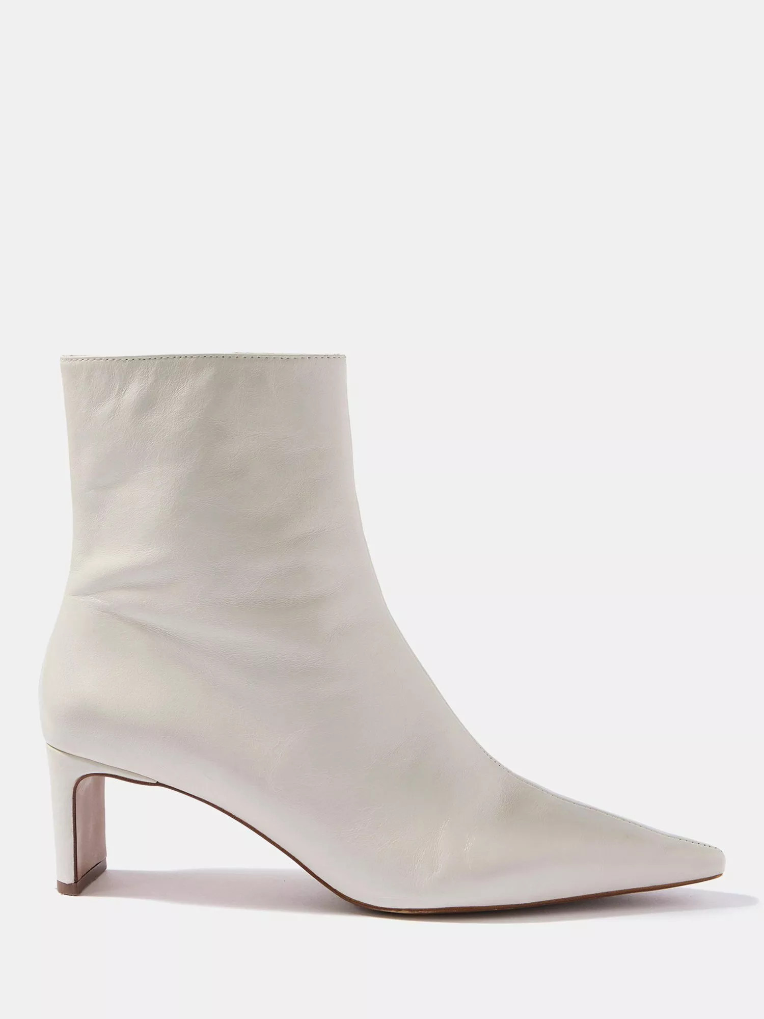 Mint Velvet Heeled Leather Ankle Boots, White | John Lewis (UK)