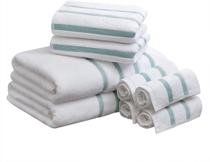 Comfort Spaces Cotton 8 Piece Bath Towel Set Striped Ultra Soft Hotel Quality Quick Dry Absorbent... | Amazon (US)
