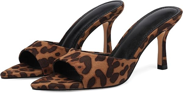 Riekhany High Heel Mules for Women Slip On Open Pointed Toe Classy Patent Leather Stiletto Pumps ... | Amazon (US)