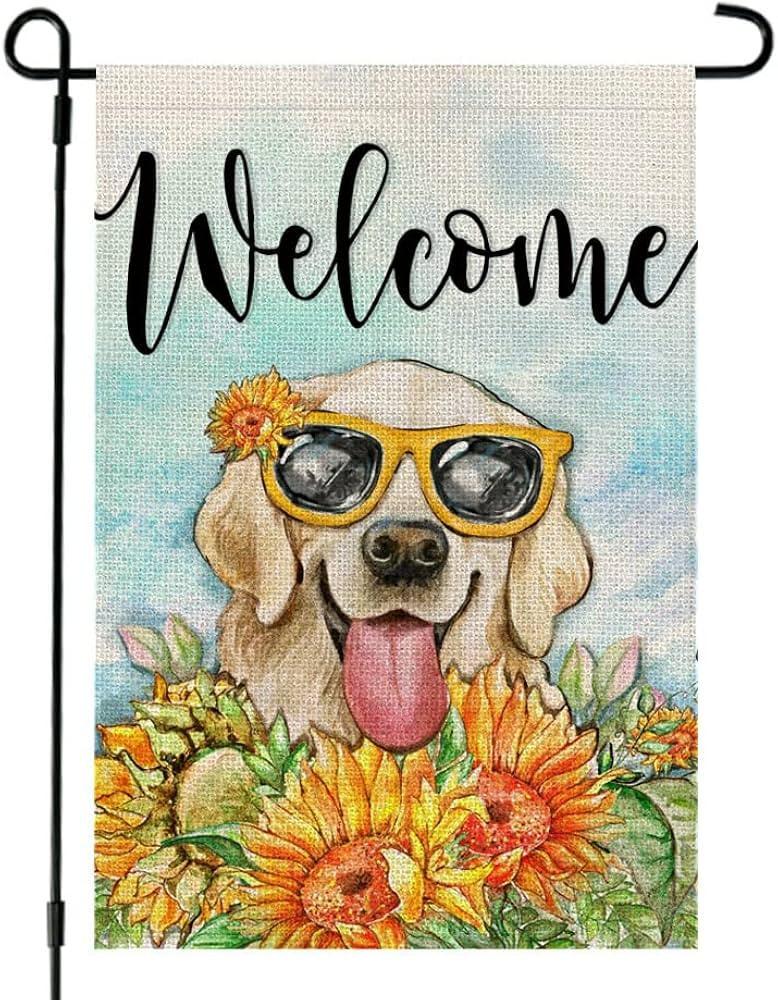 CROWNED BEAUTY Summer Dog Golden Retriever Garden Flag 12x18 Inch Double Sided Welcome Outside Sm... | Amazon (US)