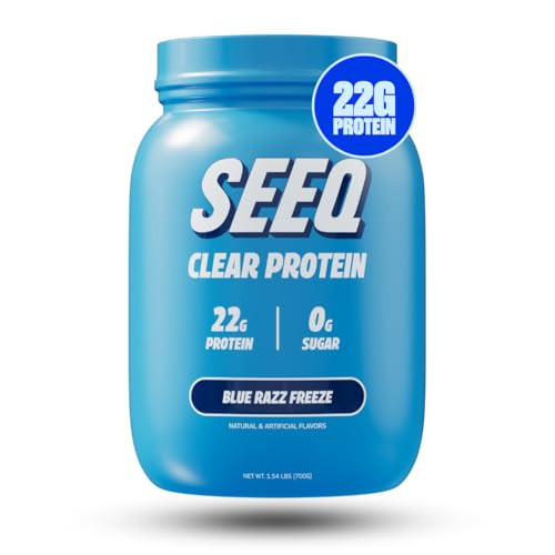 SEEQ Clear Protein Powder - Blue Razz Freeze - 25 Servings - 22g Clear Whey Protein Isolate - Zero Sugar - 0g Lactose - Allergen Friendly - GLP1 Support - Bone Health - Muscle Post Workout Recovery | Amazon (US)