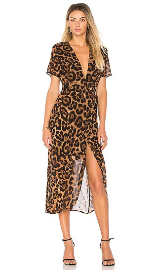 Bardot Leopard Wrap Dress in Black Leopard | Revolve Clothing (Global)