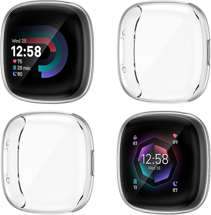 NANW 4-Pack Screen Protector Case Compatible with Fitbit Sense 2/Versa 4, Soft TPU Plated Bumper ... | Amazon (US)