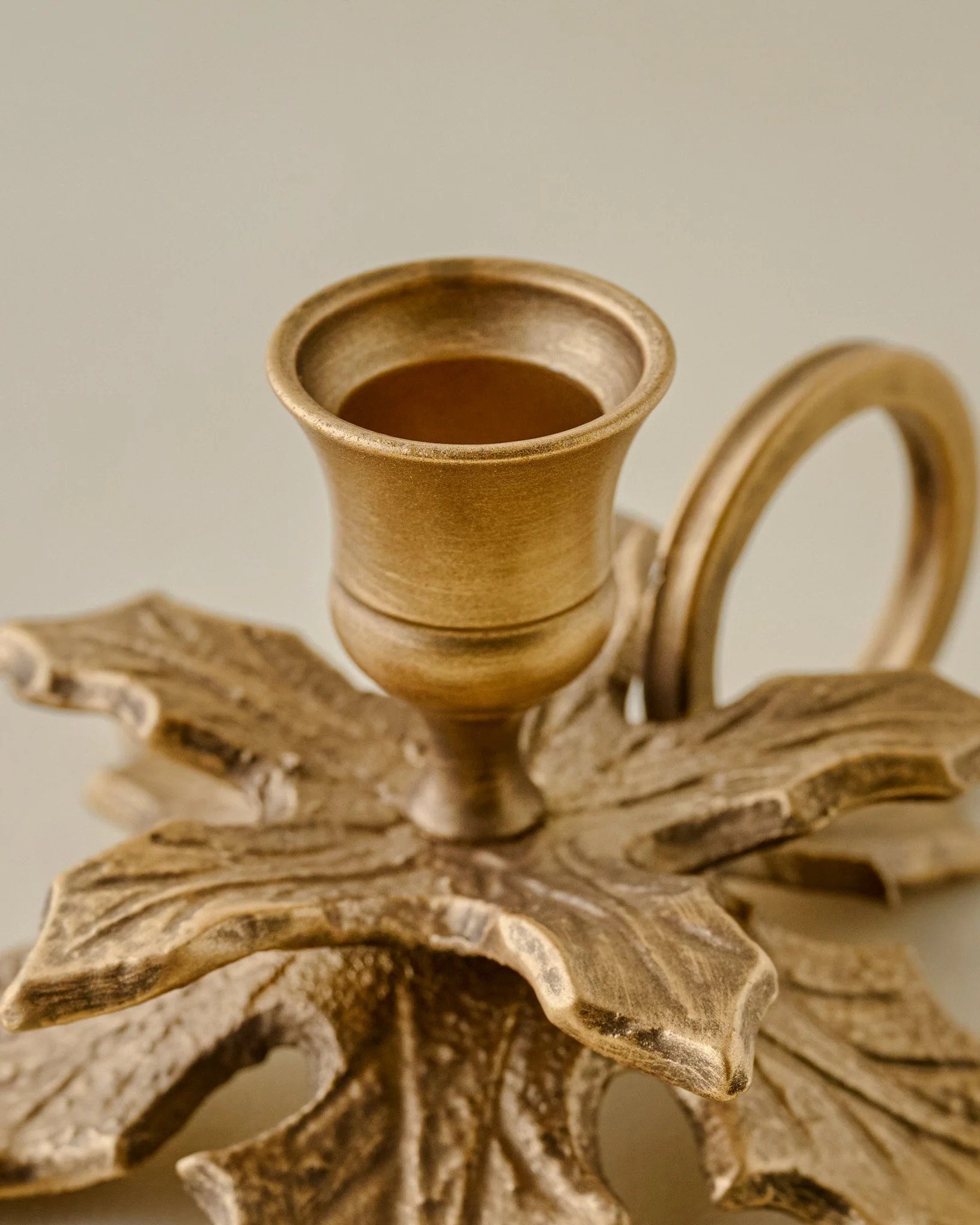Brass Holly Candle Holder with Handle | Magnolia