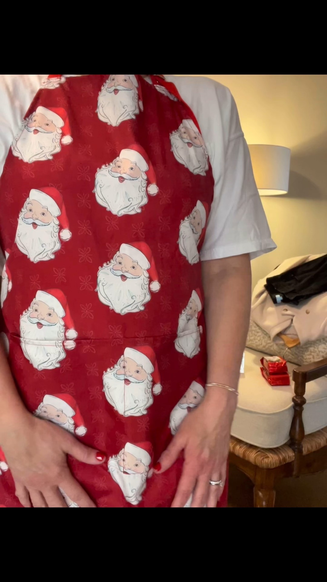 Holiday wrapping just got easier 🎁✨
This Santa apron from Sewing Down South is as practical as it is festive. The pockets are perfect for holding tape, scissors, gift tags, and ribbon so everything stays within reach while wrapping.

A fun and functional piece for gift wrapping, baking days, or Christmas crafting — definitely one of my favorite holiday helpers 🎄❤️

#LTKSeasonal #LTKHoliday