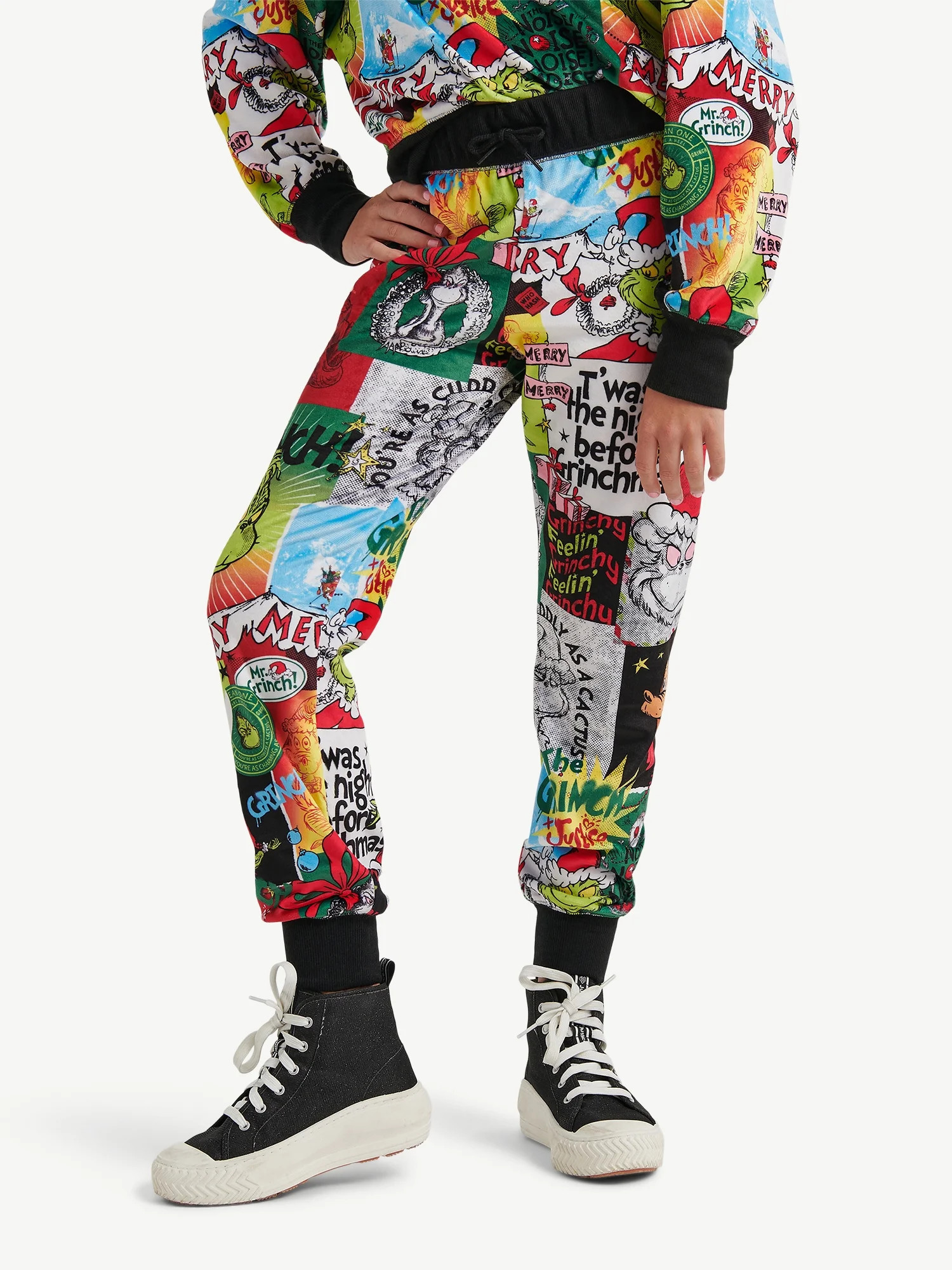 Justice Girls Grinch Printed Velour Joggers, Sizes XS-XL & Plus | Walmart (US)