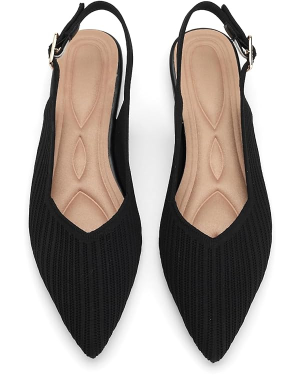 Women's Flats Shoes Pointed Toe Knit Foldable Ballet Ankle Strap Flat for Women Comfortable Dress... | Amazon (US)